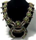 PETIT POINT SQUASH BLOSSOM NECKLACE STERLING
