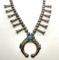 STERLING TURQUOISE SQUASH BLOSSOM NECKLACE