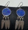 SIGNED STERLING LAPIS INLAID FEATHER EARRINGS