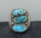 17 GRAM SIGNED F NAVAJO STERLING TURQUOISE RING