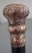 HUGE ANTIQUE GOLD CANE WALKING STICK REPOUSSE