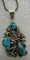 TURQUOISE SQUASH BLOSSOM NECKLACE STERLING SILVER
