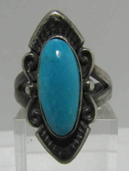 GENUINE TURQUOISE RING STERLING SILVER SIZE 6