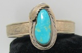 TURQUOISE CUFF BRACELET STERLING SILVER