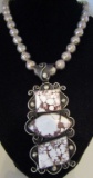 HUGE WILD HORSE NECKLACE STERLING SILVER BEADS