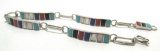 TURQUOISE LAPIS MOP CORAL BRACELET STERLING SILVER