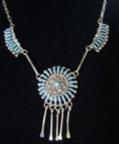 PHILANDER NEEDLE POINT TURQUOISE NECKLACE STERLING