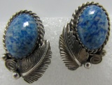 RITA DAWES DENIM LAPIS EARRINGS STERLING SILVER