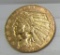 1912 US GOLD INDIAN 2 1/2 DOLLAR COIN