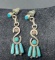 OLD PAWN ZUNI TURQUOISE STERLING EARRINGS