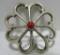 SNAKE EYE RED CORAL PIN STERLING SILVER BROOCH