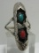 TURQUOISE CORAL SHADOWBOX RING STERLING SILVER
