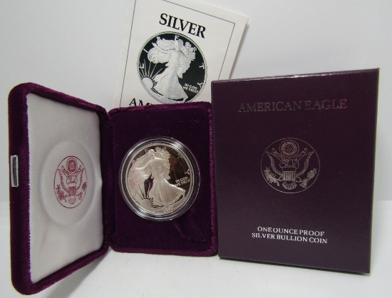 1990 PROOF SILVER AMERICAN EAGLE COIN & BOX
