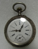 800 COIN SILVER POCKETWATCH PIN SET RUNNING