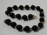 8MM ONYX BEADED BRACELET 14K GOLD