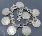 ANTIQUE 1853-1887 LOVE TOKEN SILVER CHARM BRACELET