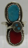EFFIE C TURQUOISE CORAL RING STERLING SILVER