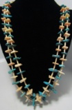 2 STRAND TURQUOISE NECKLACE STERLING SILVER BEADS