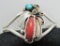 TURQUOISE CORAL CUFF BRACELET STERLING SILVER