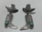 STERLING COWBOY BOOTS HATS TURQUOISE EARRINGS