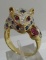 18K PANTHER RING 70 DIAMOND, RUBY 21 SAPPHIRE GOLD