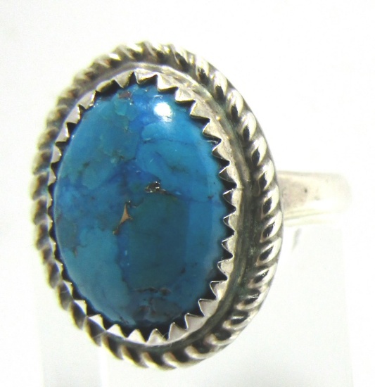 "H" TURQUOISE RING STERLING SILVER SIZE 7