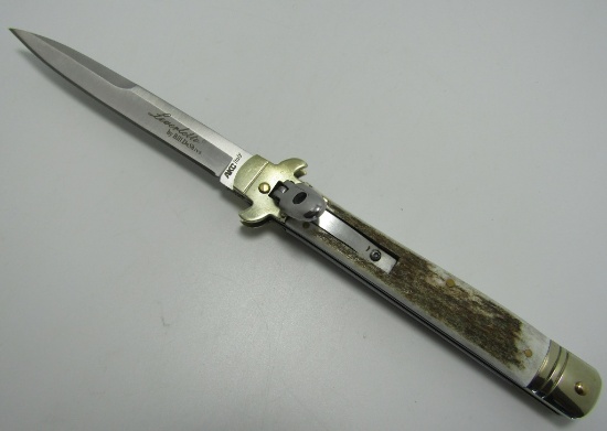 LARGE SWITCHBLADE STAG LEVERLETTO KNIFE