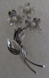 3 CULTURED PEARL PIN STERLING SILVER BROOCH
