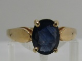 BLUE SAPPHIRE RING 14K YELLOW GOLD SIZE 7 3/4