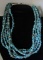 6 STRAND TURQUOISE NUGGET NECKLACE STERLING SILVER