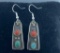 STERLING TURQUOISE RED CORAL NAVAJO EARRINGS
