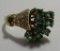 .35CT EMERALD & 15 DIAMOND RING 14K GOLD