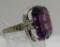 ANTIQUE FILIGREE AMETHYST RING 14K GOLD SIZE 4 1/2