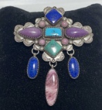 WOW STERLING NAVAJO CLUSTER PIN BROOCH