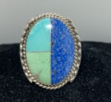 21 GRAM STERLING NAVAJO LAPIS TURQUOISE RING