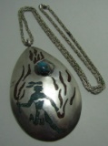 MIA FIRE DANCER TURQUOISE NECKLACE STERLING SILVER