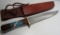 TURQUOISE NAVAJO BOWIE KNIFE YAZZIE INLAY W SHEATH