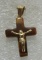 TIGEREYE STONE CROSS 14K GOLD NECKLACE PENDANT
