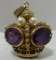 25GRAM 18K GOLD 52CT AMETHYST CROWN PENDANT PEARL