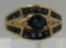 14K GOLD 25 SAPPHIRE & 2 DIAMOND RING SIZE 8