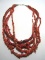 RED CORAL STERLING 5-STRAND BEADED NECKLACE