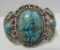 LARGE TURQUOISE CUFF BRACELET STERLING SILVER 80GR