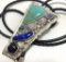 STERLING NAVAJO AMETHYST MOONSTONE TURQUOISE BOLO