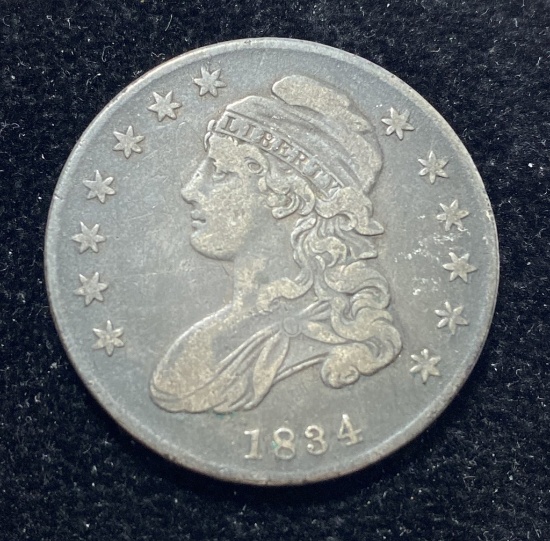 1834 CAPPED BUST LIBERTY SILVER US HALF DOLLAR