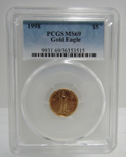 1998 US 5 DOLLAR GOLD EAGLE MS 69 PCGS.