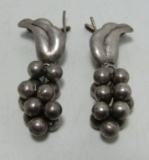 STERLING GRAPE CLUSTER EARRINGS SIGNED HL