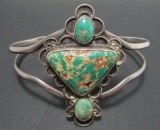 STERLING NAVAJO CROW SPRINGS TURQUOISE BRACELET