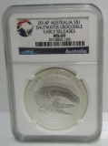 2014 P AUSTRALIA CROCODILE SILVER DOLLAR COIN