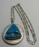 TURQUOISE US 1921 SILVER DOLLAR COIN NECKLACE 925
