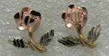 14K GOLD ROSE EARRINGS TRICOLOR MICHAEL ANTHONY